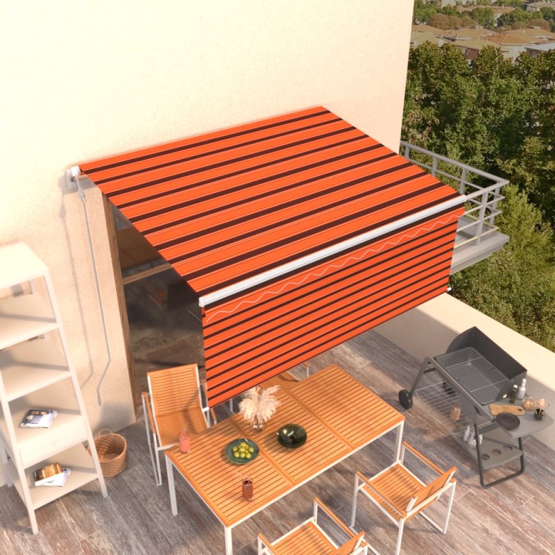 vidaXL Markise Automatisch Einziehbar mit Volant 3x2,5 m Orange Braun vidaXL Markise Automatisch Einziehbar mit Volant 3x2,5 m Orange Braun