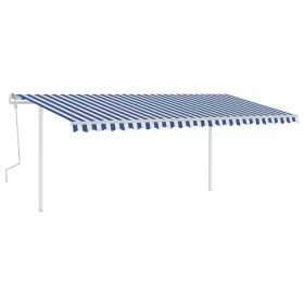 vidaXL Markise Manuell Einziehbar mit LED 5x3 m Blau und Weiß