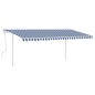 vidaXL Markise Manuell Einziehbar mit LED 5x3 m Blau und Weiß vidaXL Markise Manuell Einziehbar mit LED 5x3 m Blau und Weiß