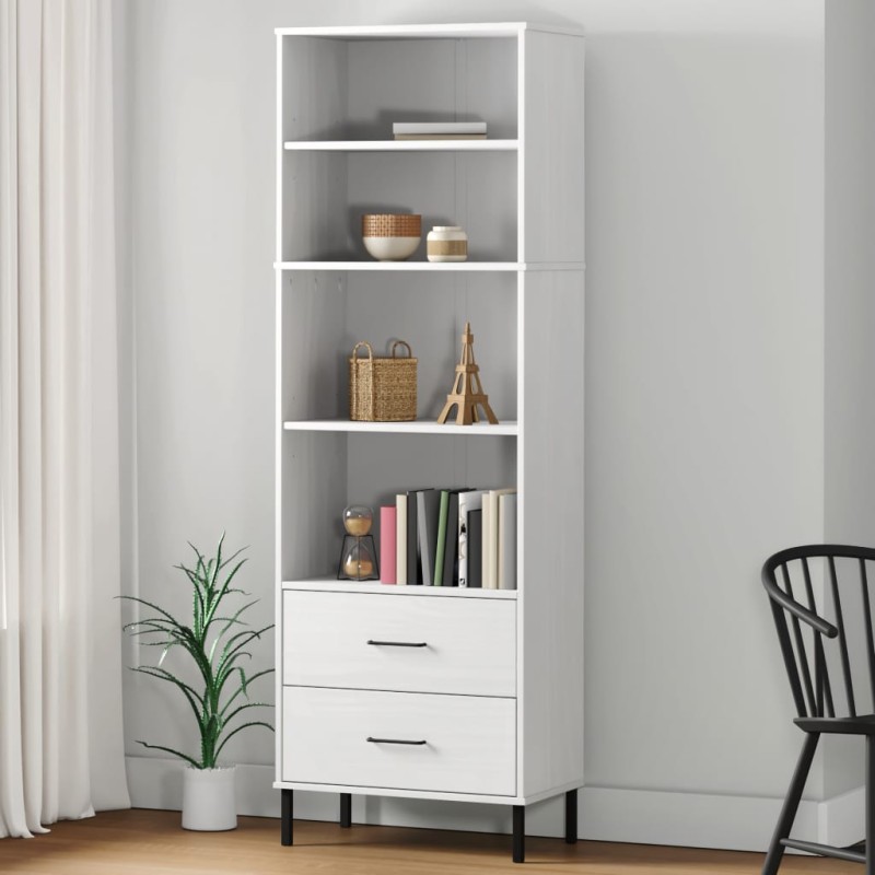 vidaXL Bücherregal OSLO mit 2 Schubladen Weiß 60x35x180 cm Massivholz vidaXL Bücherregal OSLO mit 2 Schubladen Weiß 60x35x180 cm Massivholz