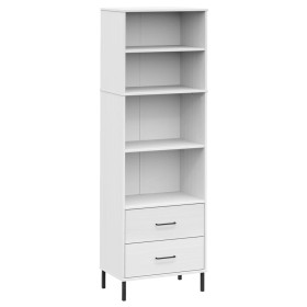 vidaXL Bücherregal OSLO mit 2 Schubladen Weiß 60x35x180 cm Massivholz