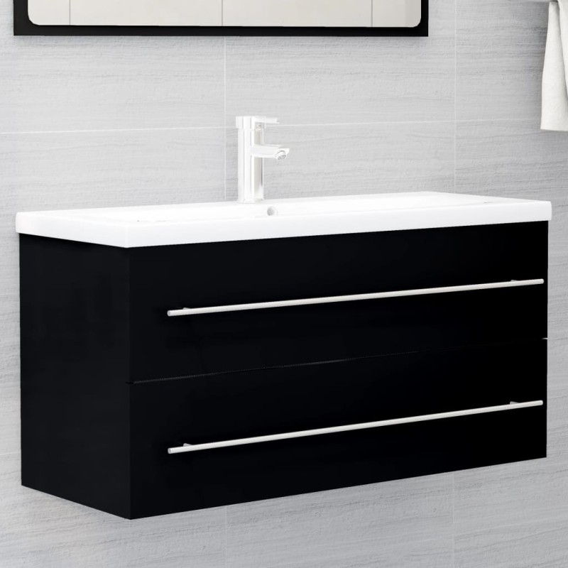 vidaXL Waschbeckenunterschrank Schwarz 100x38,5x48 cm Holzwerkstoff vidaXL Waschbeckenunterschrank Schwarz 100x38,5x48 cm Holzwerkstoff