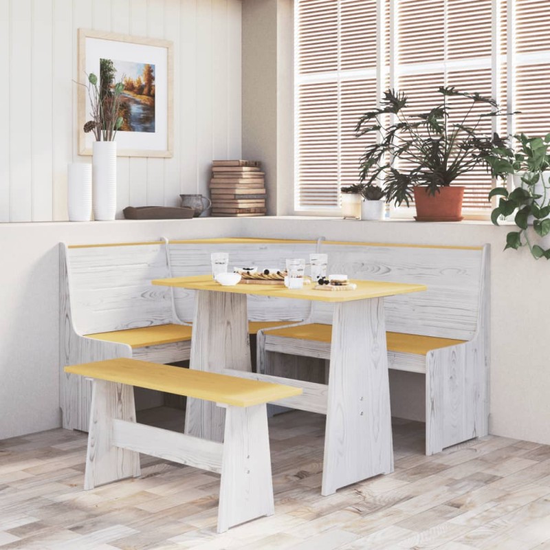 vidaXL Eckbank 151 cm Honigbraun und Weiß Massivholz Kiefer vidaXL Eckbank 151 cm Honigbraun und Weiß Massivholz Kiefer