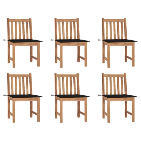 Gartenstühle 6 Stk. mit Kissen Massivholz Teak