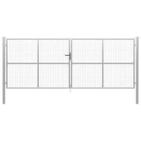 vidaXL Gartentor Verzinkter Stahl 415 x 200 cm Silbern