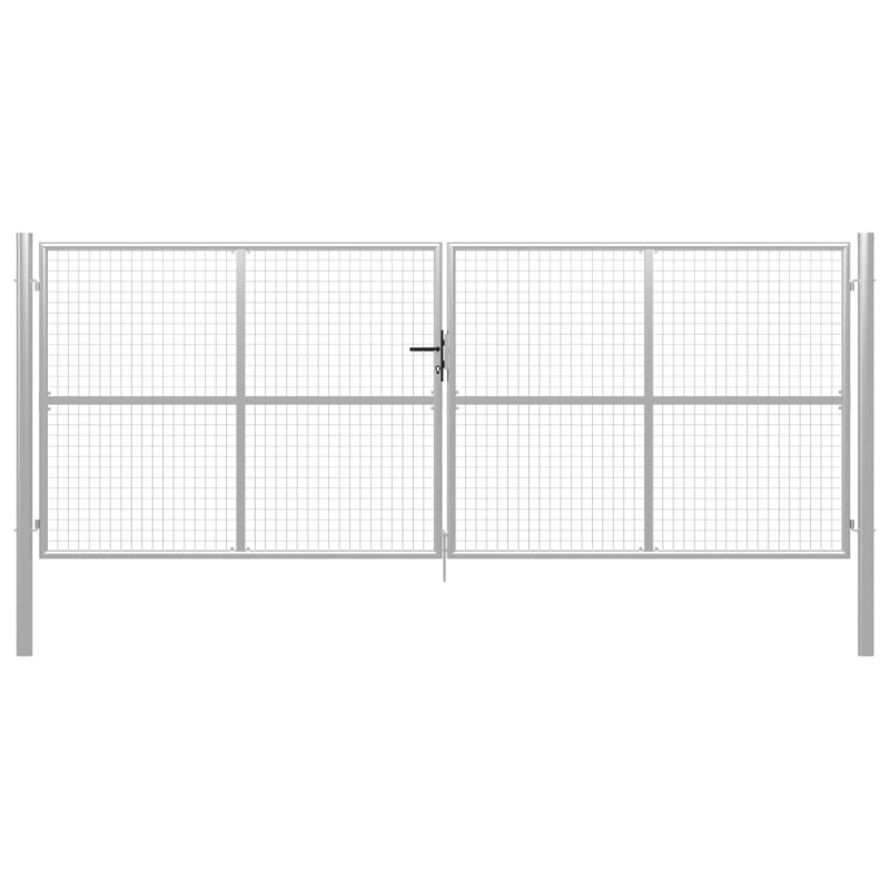 vidaXL Gartentor Verzinkter Stahl 415 x 200 cm Silbern vidaXL Gartentor Verzinkter Stahl 415 x 200 cm Silbern