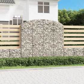 vidaXL Gabione mit Hochbogen 200x30x180/200 cm Verzinktes Eisen