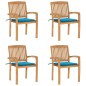 Stapelbare Gartenstühle mit Kissen 4 Stk. Massivholz Teak Stapelbare Gartenstühle mit Kissen 4 Stk. Massivholz Teak