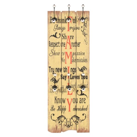 vidaXL Wandgarderobe mit 6 Haken 120 x 40 cm "FAMILY" 