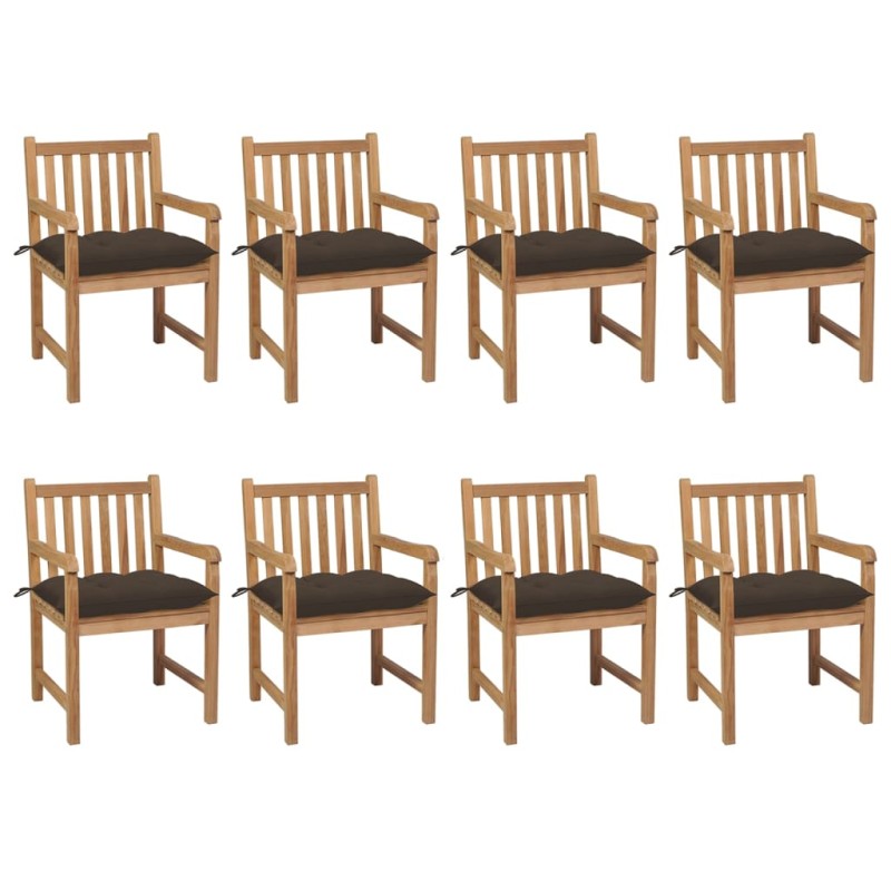 Gartenstühle 8 Stk. mit Taupe Kissen Massivholz Teak Gartenstühle 8 Stk. mit Taupe Kissen Massivholz Teak