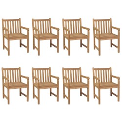 Gartenstühle 8 Stk. mit Taupe Kissen Massivholz Teak