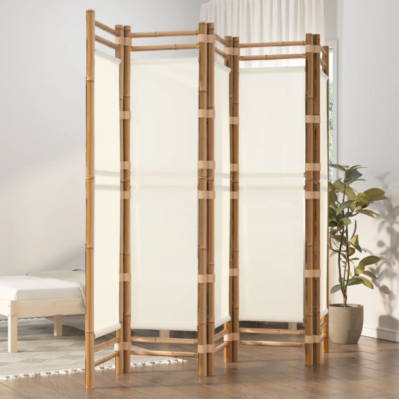 vidaXL 5-tlg. Paravent Faltbar 200 cm Bambus und Canvas vidaXL 5-tlg. Paravent Faltbar 200 cm Bambus und Canvas