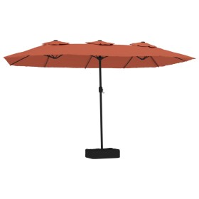 vidaXL Doppelsonnenschirm mit LEDs Terrakotta 449x245 cm
