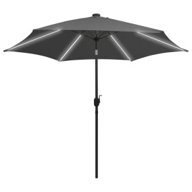 vidaXL Sonnenschirm mit LED-Leuchten & Aluminium-Mast 300 cm Anthrazit