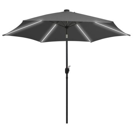 vidaXL Sonnenschirm mit LED-Leuchten & Aluminium-Mast 300 cm Anthrazit