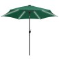 vidaXL Sonnenschirm mit LED-Leuchten & Aluminium-Mast 300 cm Grün