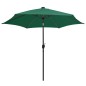 vidaXL Sonnenschirm mit LED-Leuchten & Aluminium-Mast 300 cm Grün