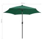 vidaXL Sonnenschirm mit LED-Leuchten & Aluminium-Mast 300 cm Grün