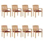 Stapelbare Gartenstühle mit Kissen 8 Stk. Massivholz Teak Stapelbare Gartenstühle mit Kissen 8 Stk. Massivholz Teak