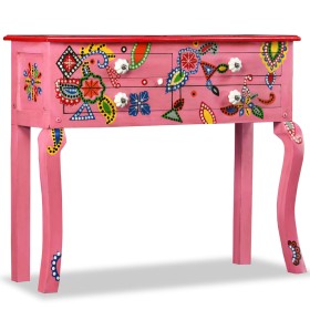 vidaXL Konsolentisch Mangoholz Massiv Rosa Handbemalt 