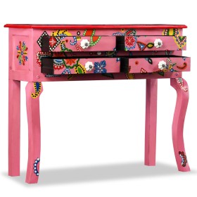 vidaXL Konsolentisch Mangoholz Massiv Rosa Handbemalt 