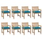 Gartenstühle 8 Stk. mit Hellblauen Kissen Massivholz Teak Gartenstühle 8 Stk. mit Hellblauen Kissen Massivholz Teak