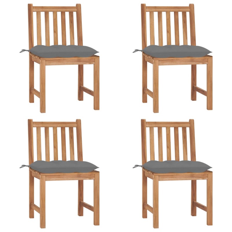 Gartenstühle 4 Stk. mit Kissen Massivholz Teak Gartenstühle 4 Stk. mit Kissen Massivholz Teak