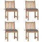 Gartenstühle 4 Stk. mit Kissen Massivholz Teak Gartenstühle 4 Stk. mit Kissen Massivholz Teak