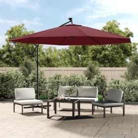 vidaXL Ampelschirm mit LED-Leuchten Bordeauxrot 350 cm