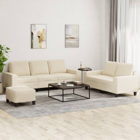 vidaXL 3-tlg. Sofagarnitur Creme Stoff