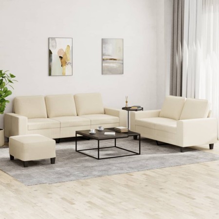 vidaXL 3-tlg. Sofagarnitur Creme Stoff