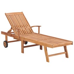 Sonnenliegen 2 Stk. mit Auflagen Blau Massivholz Teak