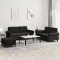 vidaXL 3-tlg. Sofagarnitur mit Kissen Schwarz Samt vidaXL 3-tlg. Sofagarnitur mit Kissen Schwarz Samt