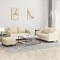 vidaXL 3-tlg. Sofagarnitur mit Kissen Creme Stoff vidaXL 3-tlg. Sofagarnitur mit Kissen Creme Stoff