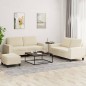 vidaXL 3-tlg. Sofagarnitur Creme Stoff vidaXL 3-tlg. Sofagarnitur Creme Stoff