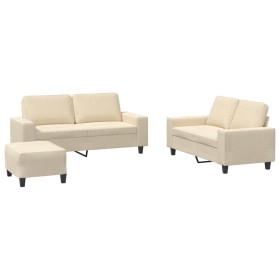 vidaXL 3-tlg. Sofagarnitur Creme Stoff
