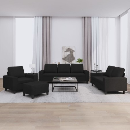 vidaXL 4-tlg. Sofagarnitur Schwarz Stoff