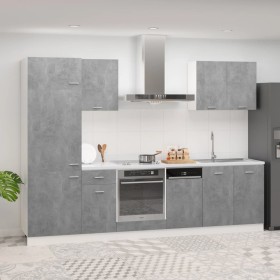 vidaXL 7-tlg. Küchenzeile Betongrau Holzwerkstoff