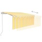 vidaXL Markise Automatisch mit Rollo LED Windsensor 3,5x2,5m Gelb Weiß vidaXL Markise Automatisch mit Rollo LED Windsensor 3,5x2,5m Gelb Weiß