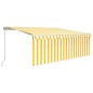 vidaXL Markise Manuell Einziehbar mit Rollo & LED 4,5x3 m Gelb & Weiß vidaXL Markise Manuell Einziehbar mit Rollo & LED 4,5x3 m Gelb & Weiß