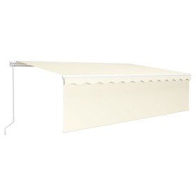 vidaXL Markise Manuell Einziehbar mit Rollo & LED 5x3 m Creme
