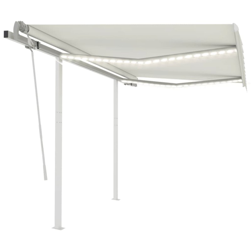vidaXL Markise Manuell Einziehbar mit LED 3,5x2,5 m Creme vidaXL Markise Manuell Einziehbar mit LED 3,5x2,5 m Creme
