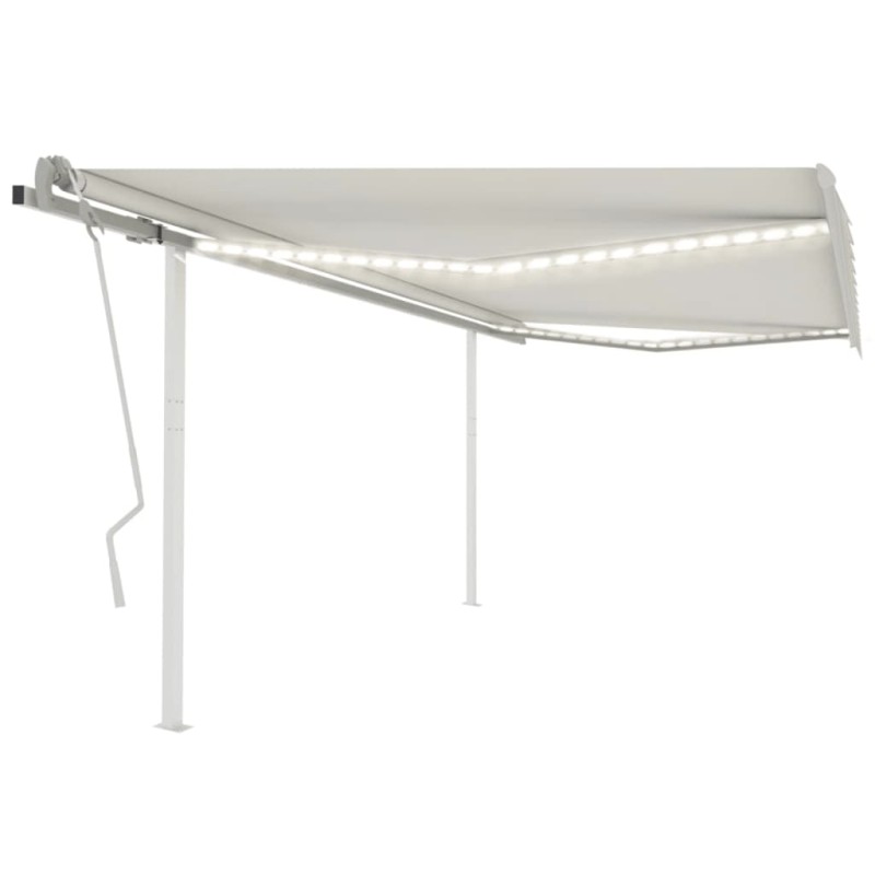 vidaXL Markise Manuell Einziehbar mit LED 4,5x3 m Creme vidaXL Markise Manuell Einziehbar mit LED 4,5x3 m Creme