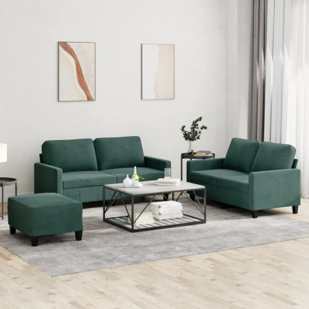 vidaXL 3-tlg. Sofagarnitur mit Kissen Dunkelgrün Samt