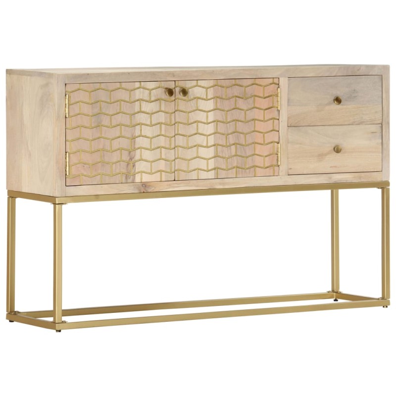 vidaXL Sideboard Golden 120x30x75 cm Massivholz Mango vidaXL Sideboard Golden 120x30x75 cm Massivholz Mango