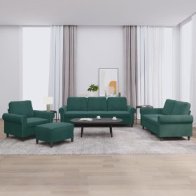 vidaXL 4-tlg. Sofagarnitur mit Kissen Dunkelgrün Samt