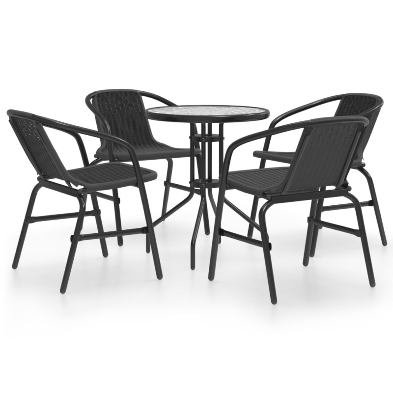 vidaXL 5-tlg. Garten-Essgruppe Schwarz vidaXL 5-tlg. Garten-Essgruppe Schwarz