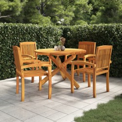 5-tlg. Garten-Essgruppe Massivholz Teak