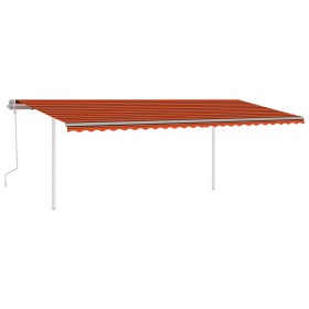 vidaXL Markise Manuell Einziehbar mit LED 6x3 m Orange und Braun