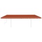 vidaXL Markise Manuell Einziehbar mit LED 6x3 m Orange und Braun vidaXL Markise Manuell Einziehbar mit LED 6x3 m Orange und Braun